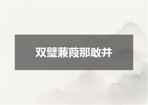 双璧蒹葭那敢并