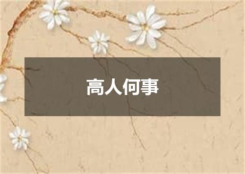 高人何事