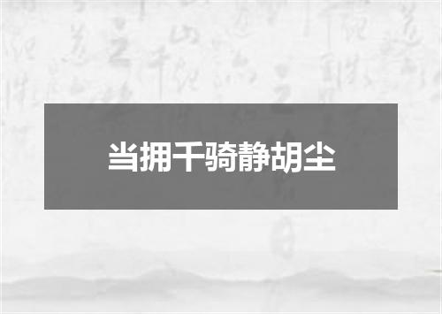 当拥千骑静胡尘