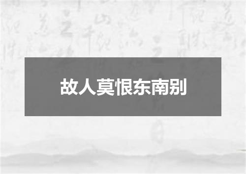 故人莫恨东南别