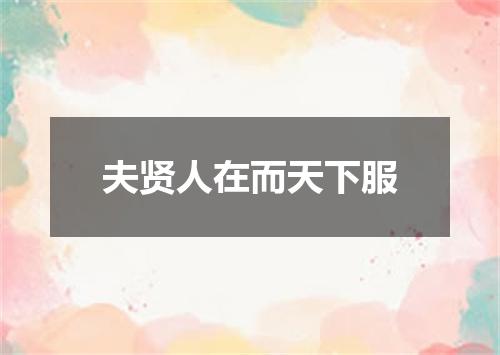 夫贤人在而天下服