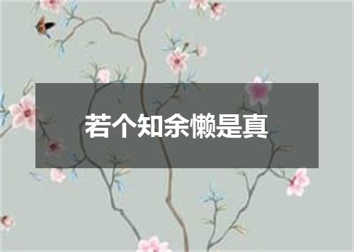若个知余懒是真