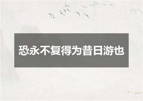 恐永不复得为昔日游也