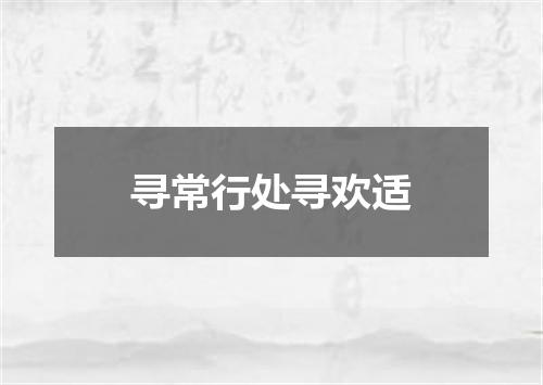 寻常行处寻欢适