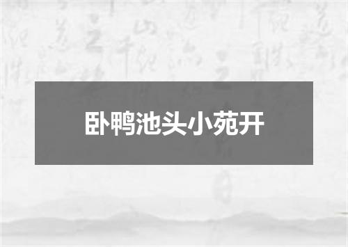 卧鸭池头小苑开