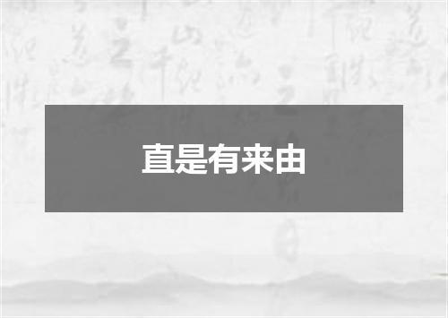 直是有来由