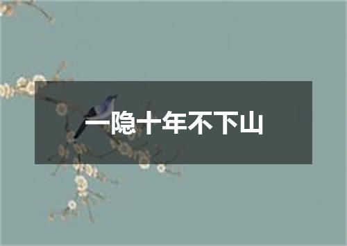 一隐十年不下山
