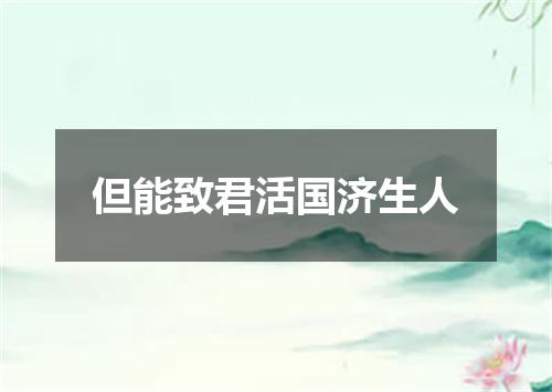 但能致君活国济生人