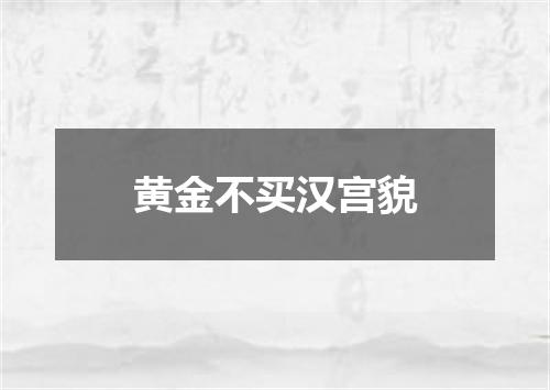 黄金不买汉宫貌