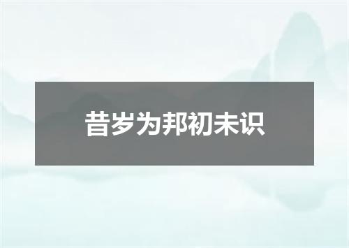 昔岁为邦初未识