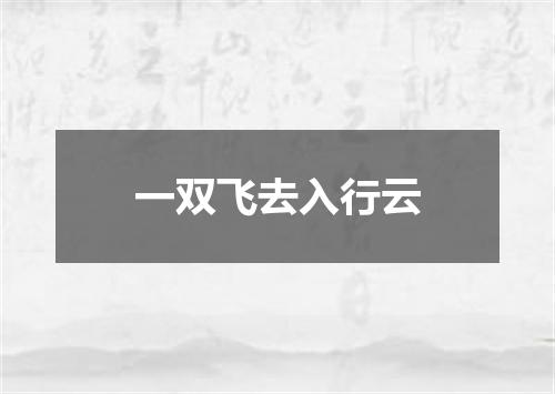 一双飞去入行云