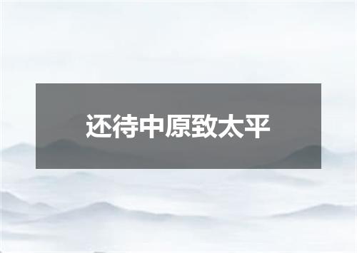 还待中原致太平