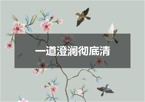 一道澄澜彻底清