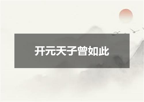 开元天子曾如此
