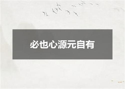 必也心源元自有