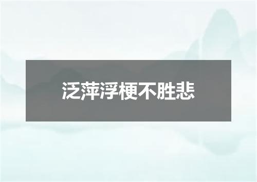 泛萍浮梗不胜悲