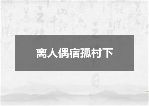离人偶宿孤村下