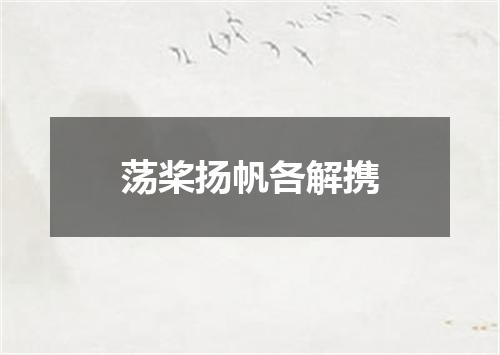 荡桨扬帆各解携