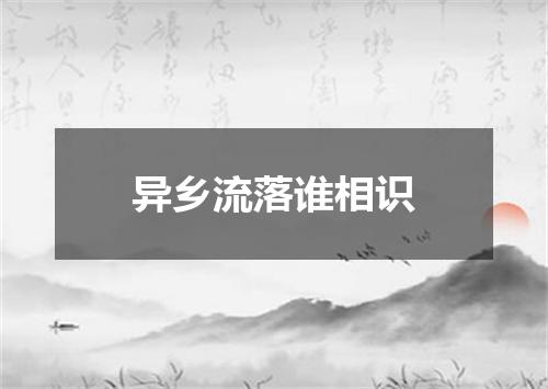 异乡流落谁相识