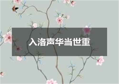 入洛声华当世重