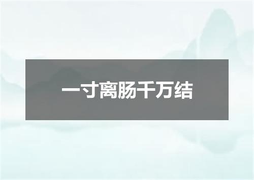 一寸离肠千万结