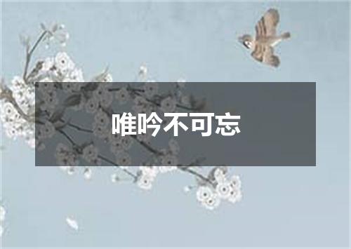 唯吟不可忘