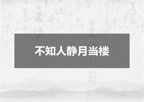 不知人静月当楼
