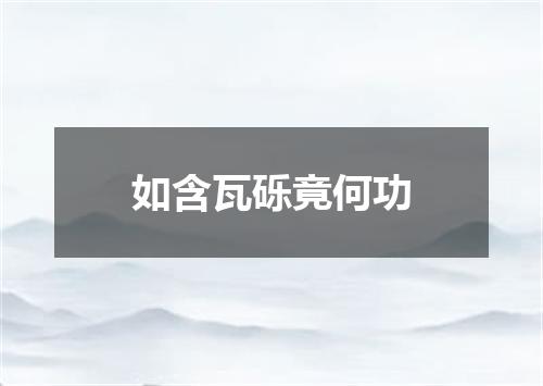 如含瓦砾竟何功