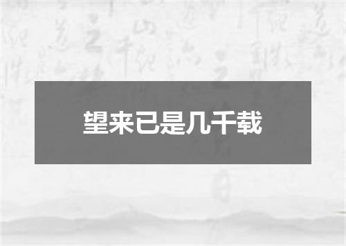 望来已是几千载