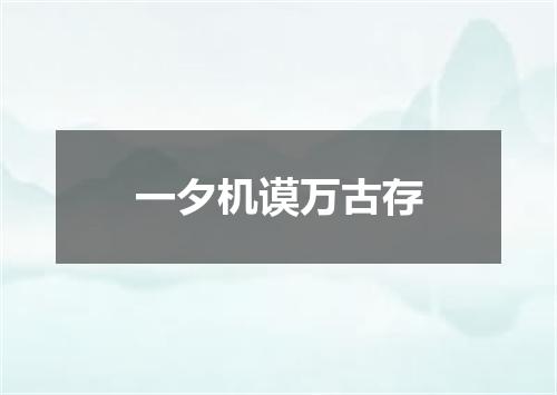 一夕机谟万古存