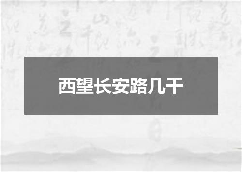 西望长安路几千