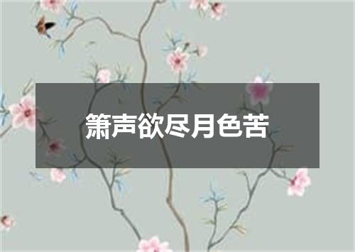 箫声欲尽月色苦