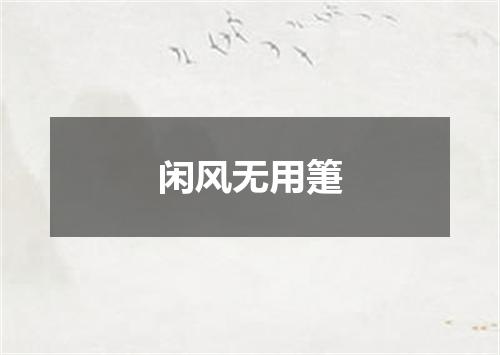 闲风无用箑