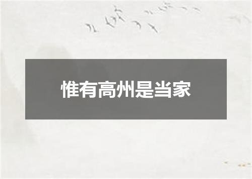惟有高州是当家