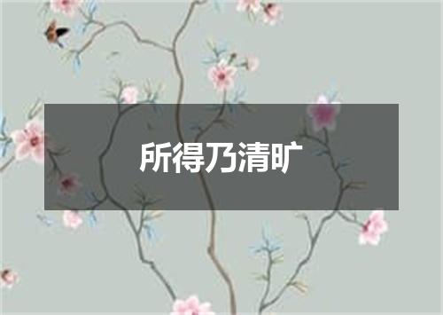 所得乃清旷