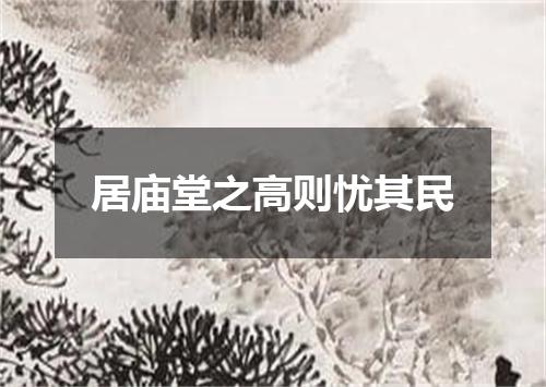 居庙堂之高则忧其民