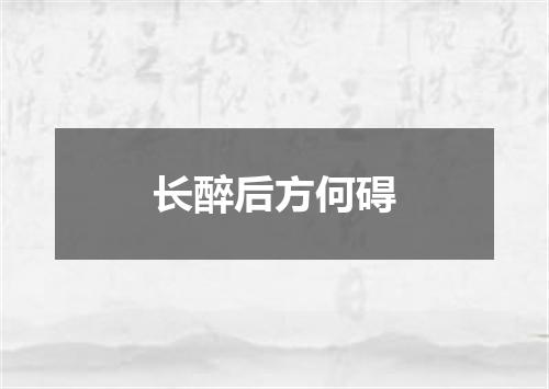 长醉后方何碍