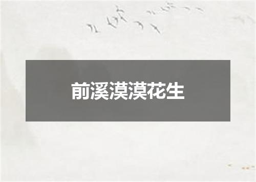 前溪漠漠花生