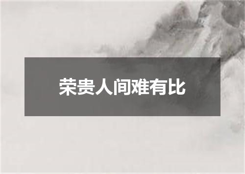 荣贵人间难有比