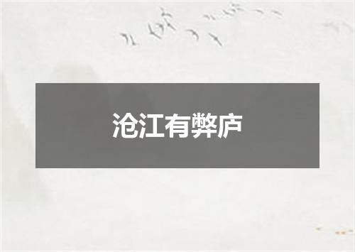 沧江有弊庐
