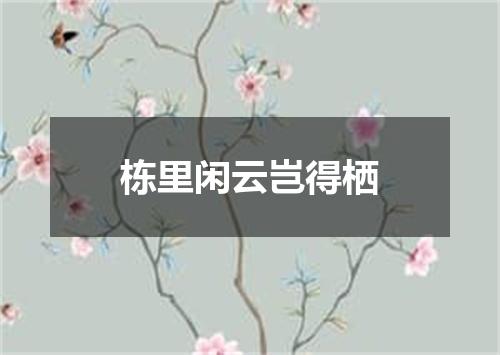 栋里闲云岂得栖