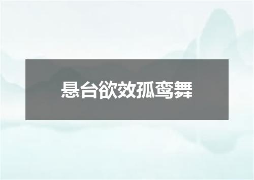 悬台欲效孤鸾舞