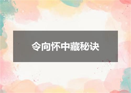 令向怀中藏秘诀
