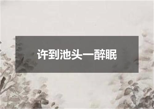 许到池头一醉眠