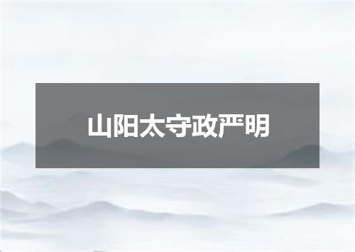 山阳太守政严明