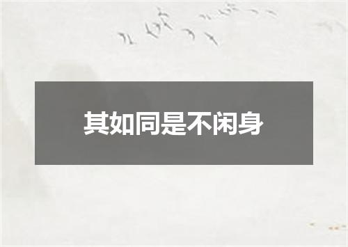 其如同是不闲身