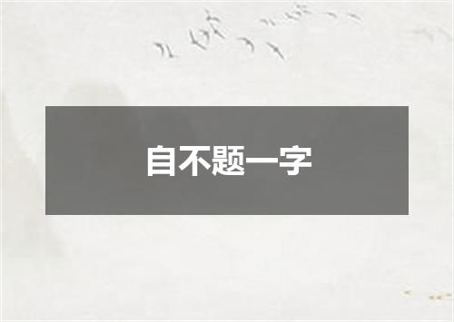 自不题一字