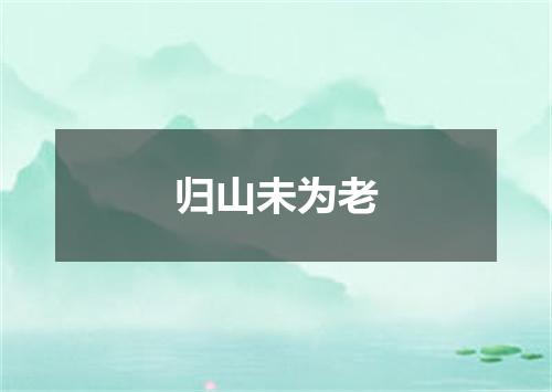归山未为老