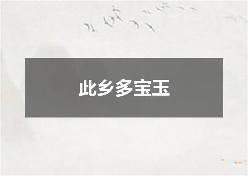 此乡多宝玉