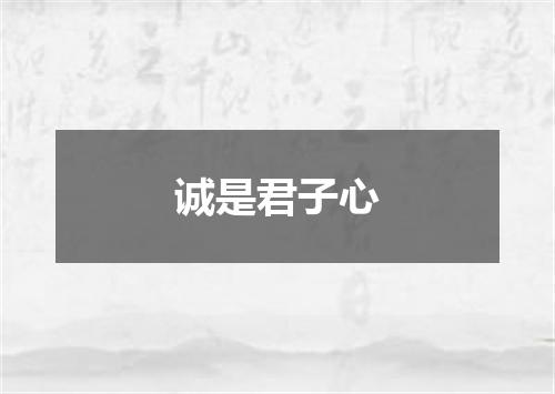 诚是君子心